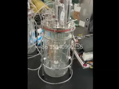lab double wall glass cell bioreactor fermenter